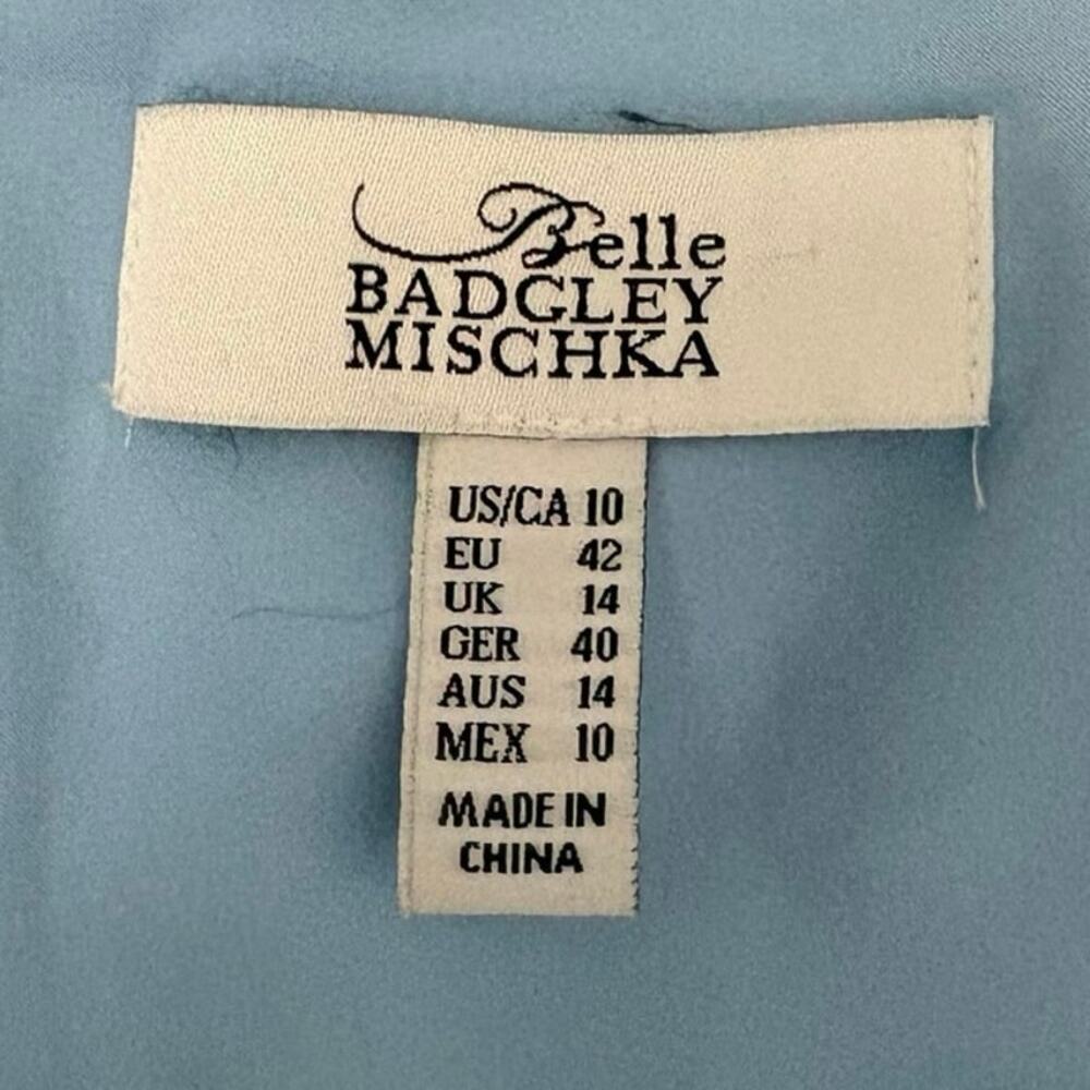 Belle Badgley Mischka Lexi Halter Twist Front Wrap Mini Dress Women’s 10 Blue - Picture 5 of 10